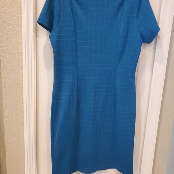 Stella & Julie Square Neckline Knee Length Dark Teal Blue Dress Size 14 - Picture 5 of 5